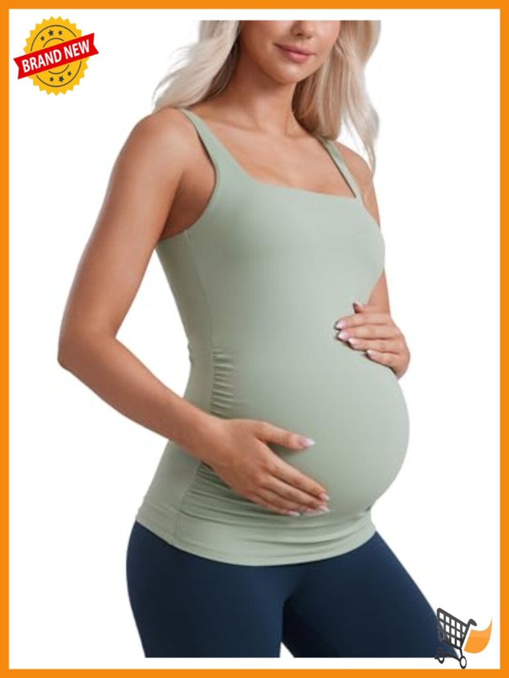 Maternity Square Neck Tank Top with Built-In Bra